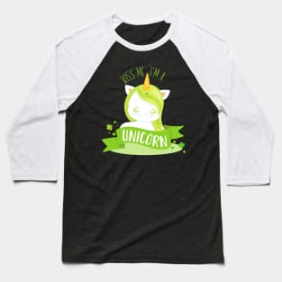 Saint Patrick's Day, Clovers, Kiss Me I'm Unicorn Baseball T-Shirt